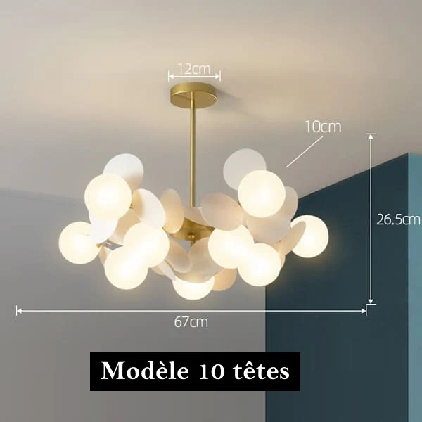 Lustre Artistique en cuivre doré - Design fleuri - Image 7