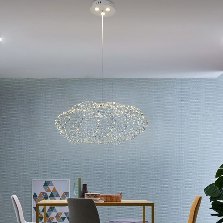 Lustre en forme de nuage, en maille métallique or ou argent - Image 7